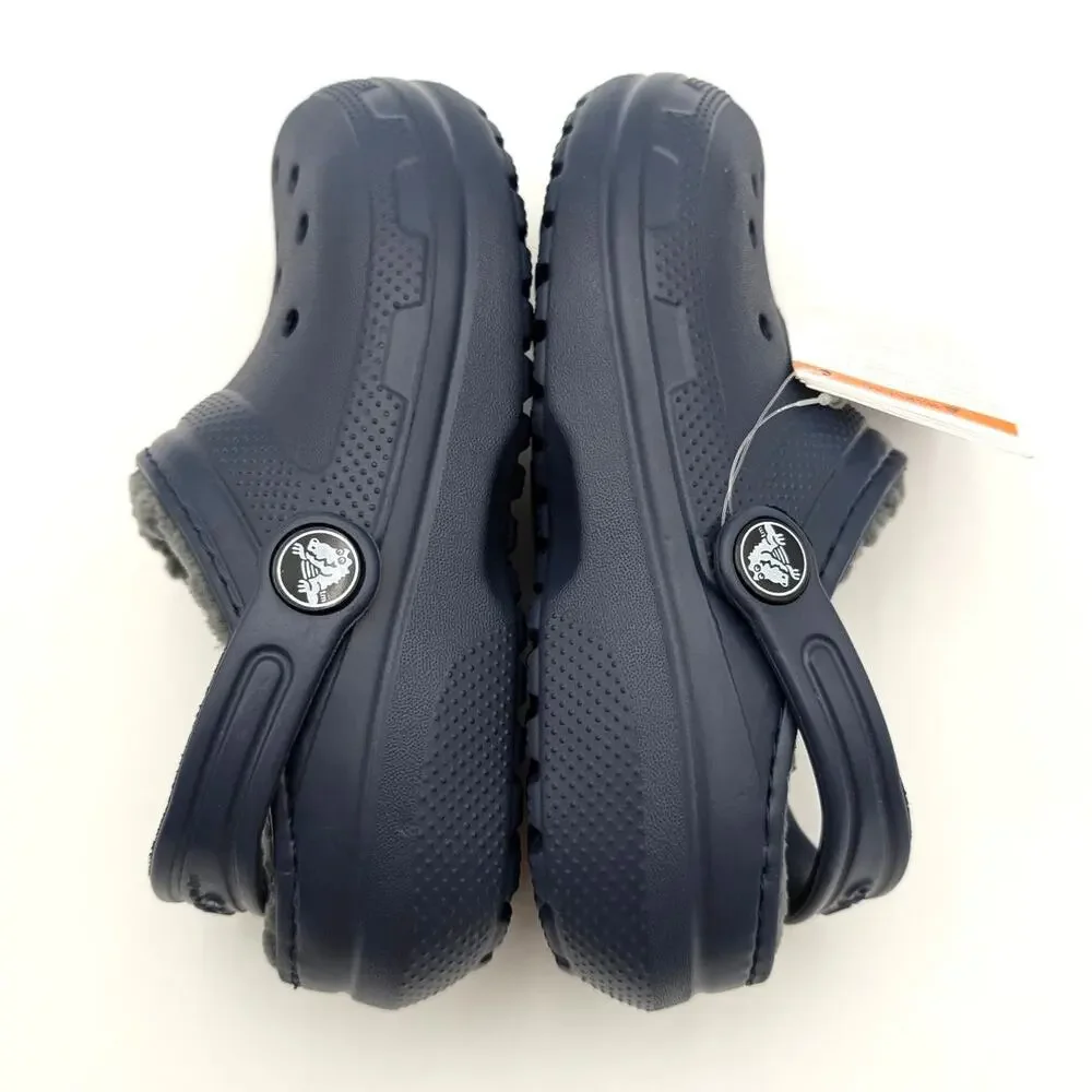 Crocs Classic Lined Clog Shoes Closed Toe Kids' Navy/Charcoal Size US11